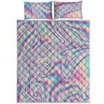 Psychedelic Holographic Print Quilt Bed Set