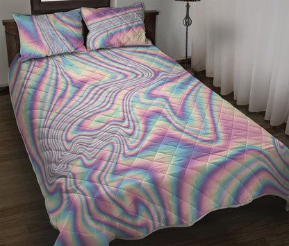 Psychedelic Holographic Print Quilt Bed Set
