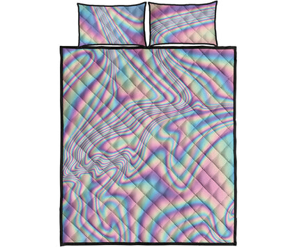 Psychedelic Holographic Print Quilt Bed Set