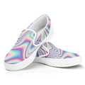 Psychedelic Holographic Print White Slip On Sneakers