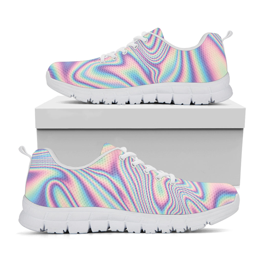 Psychedelic Holographic Print White Sneakers