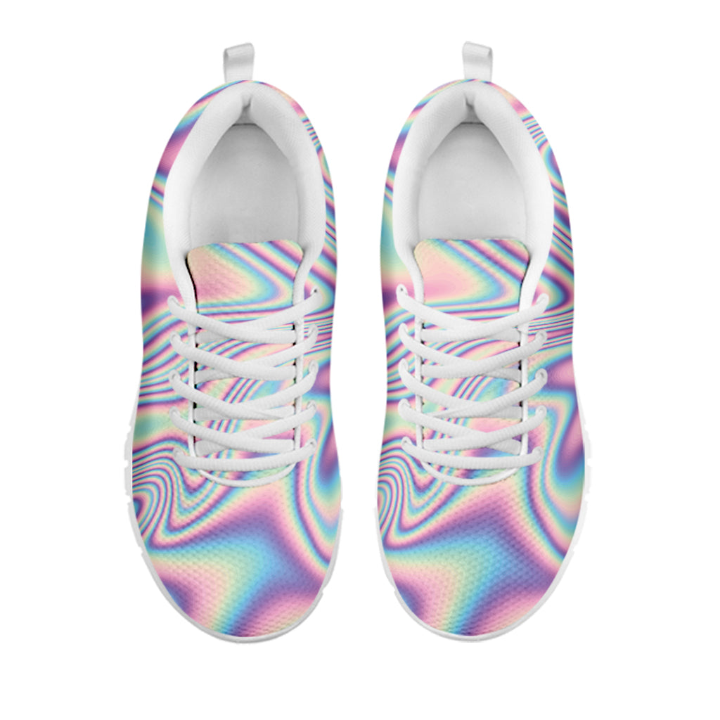 Psychedelic Holographic Print White Sneakers