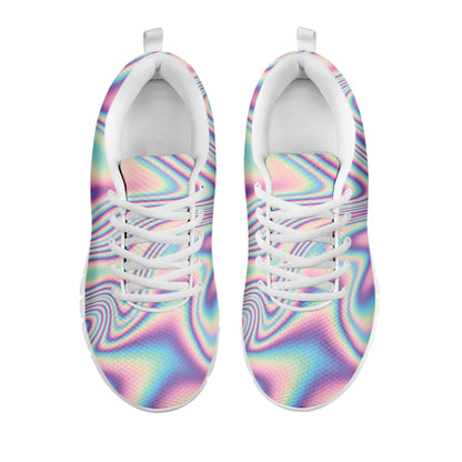 Psychedelic Holographic Print White Sneakers