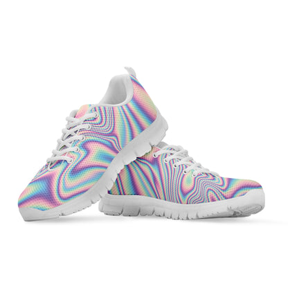 Psychedelic Holographic Print White Sneakers