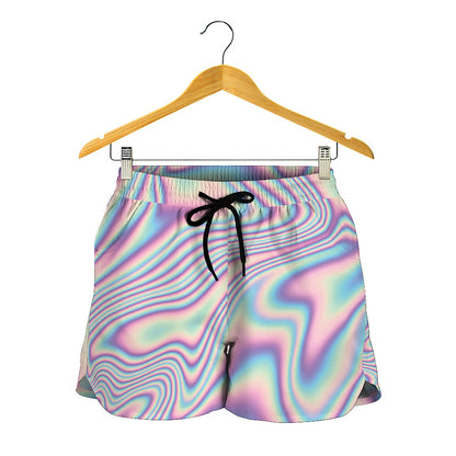 Psychedelic Holographic Print Women's Shorts
