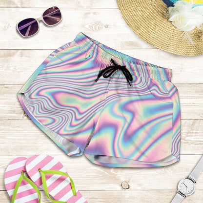 Psychedelic Holographic Print Women's Shorts