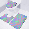 Psychedelic Holographic Trippy Print 3 Piece Bath Mat Set
