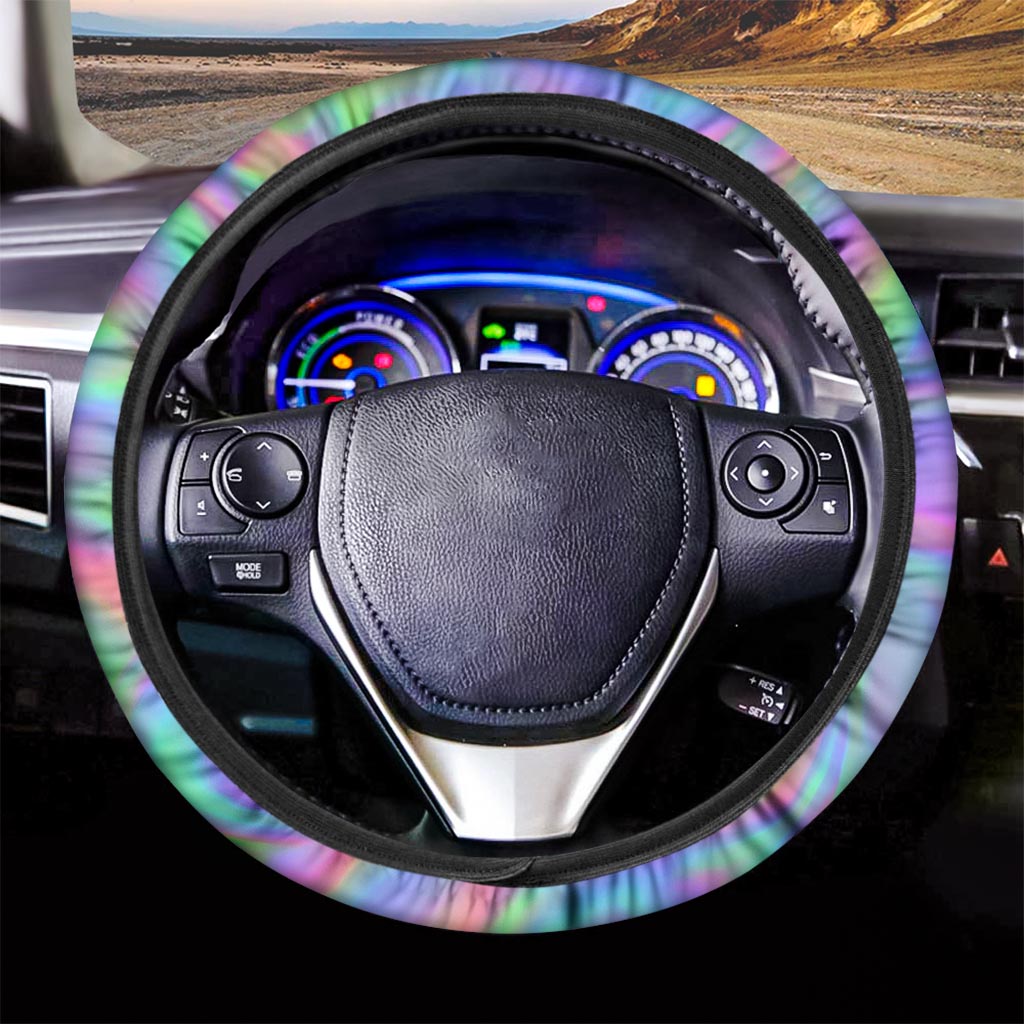 Psychedelic Holographic Trippy Print Car Steering Wheel Cover