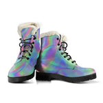 Psychedelic Holographic Trippy Print Comfy Boots GearFrost