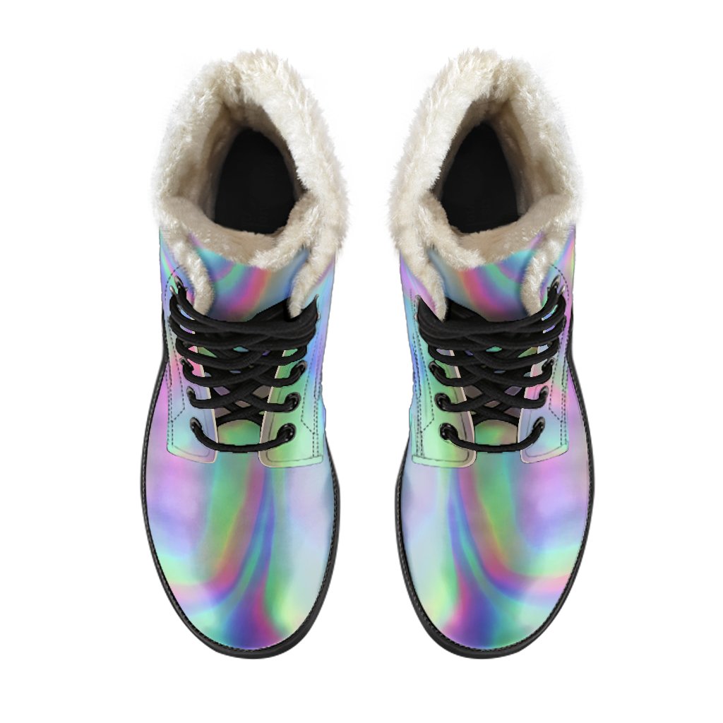 Psychedelic Holographic Trippy Print Comfy Boots GearFrost