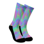 Psychedelic Holographic Trippy Print Crew Socks