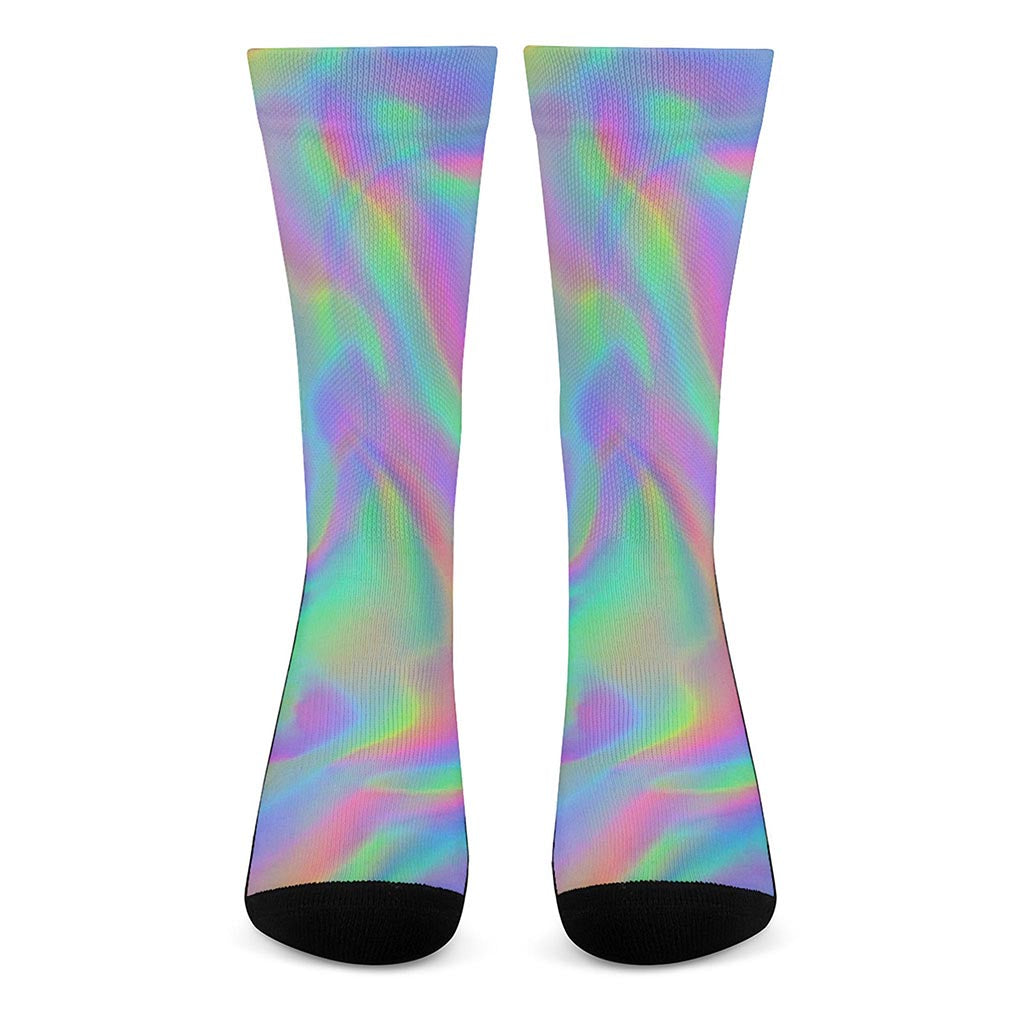 Psychedelic Holographic Trippy Print Crew Socks