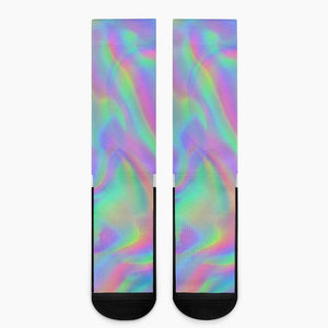 Psychedelic Holographic Trippy Print Crew Socks