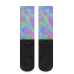 Psychedelic Holographic Trippy Print Crew Socks