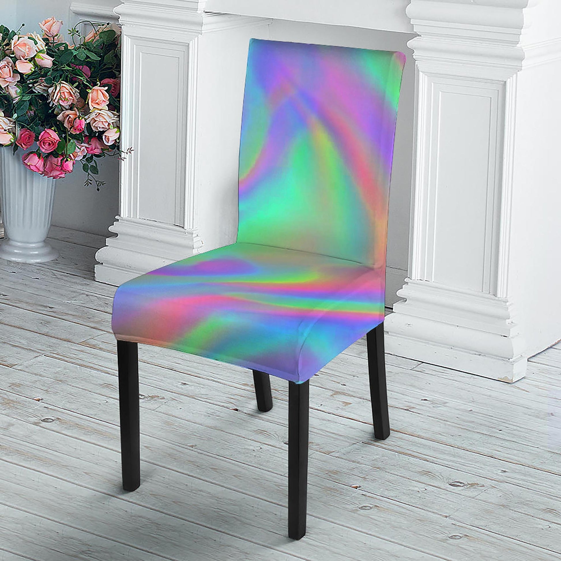 Psychedelic Holographic Trippy Print Dining Chair Slipcover