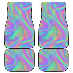 Psychedelic Holographic Trippy Print Front and Back Car Floor Mats