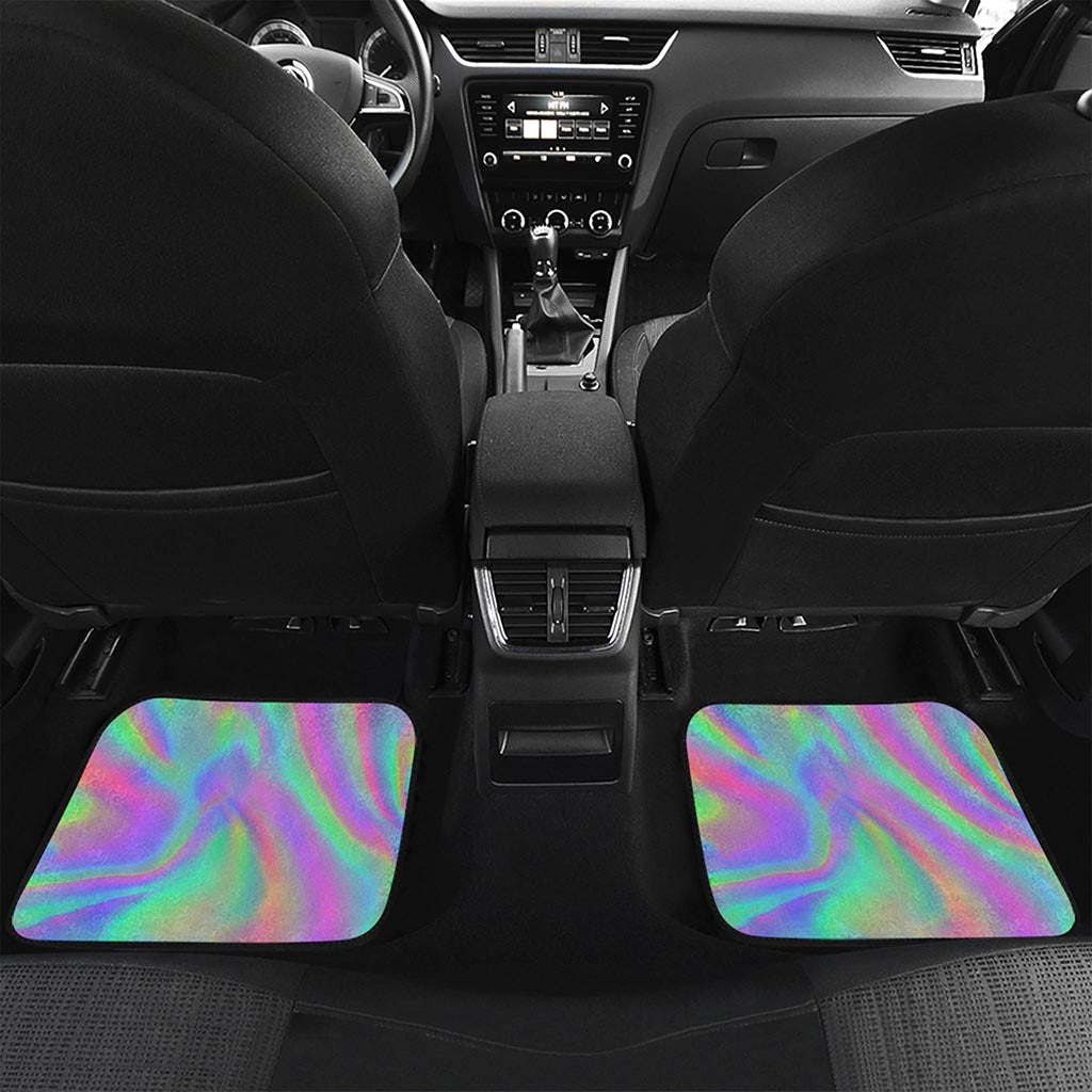 Psychedelic Holographic Trippy Print Front and Back Car Floor Mats