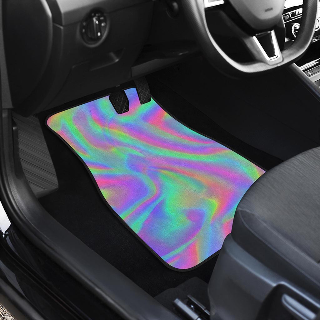 Psychedelic Holographic Trippy Print Front and Back Car Floor Mats