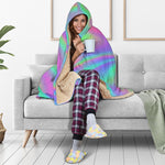 Psychedelic Holographic Trippy Print Hooded Blanket