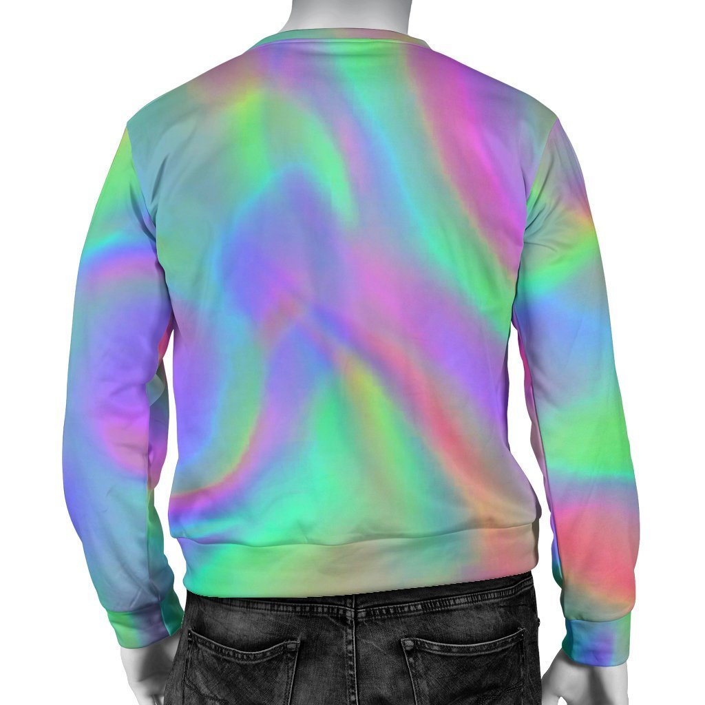 Psychedelic Holographic Trippy Print Men's Crewneck Sweatshirt GearFrost