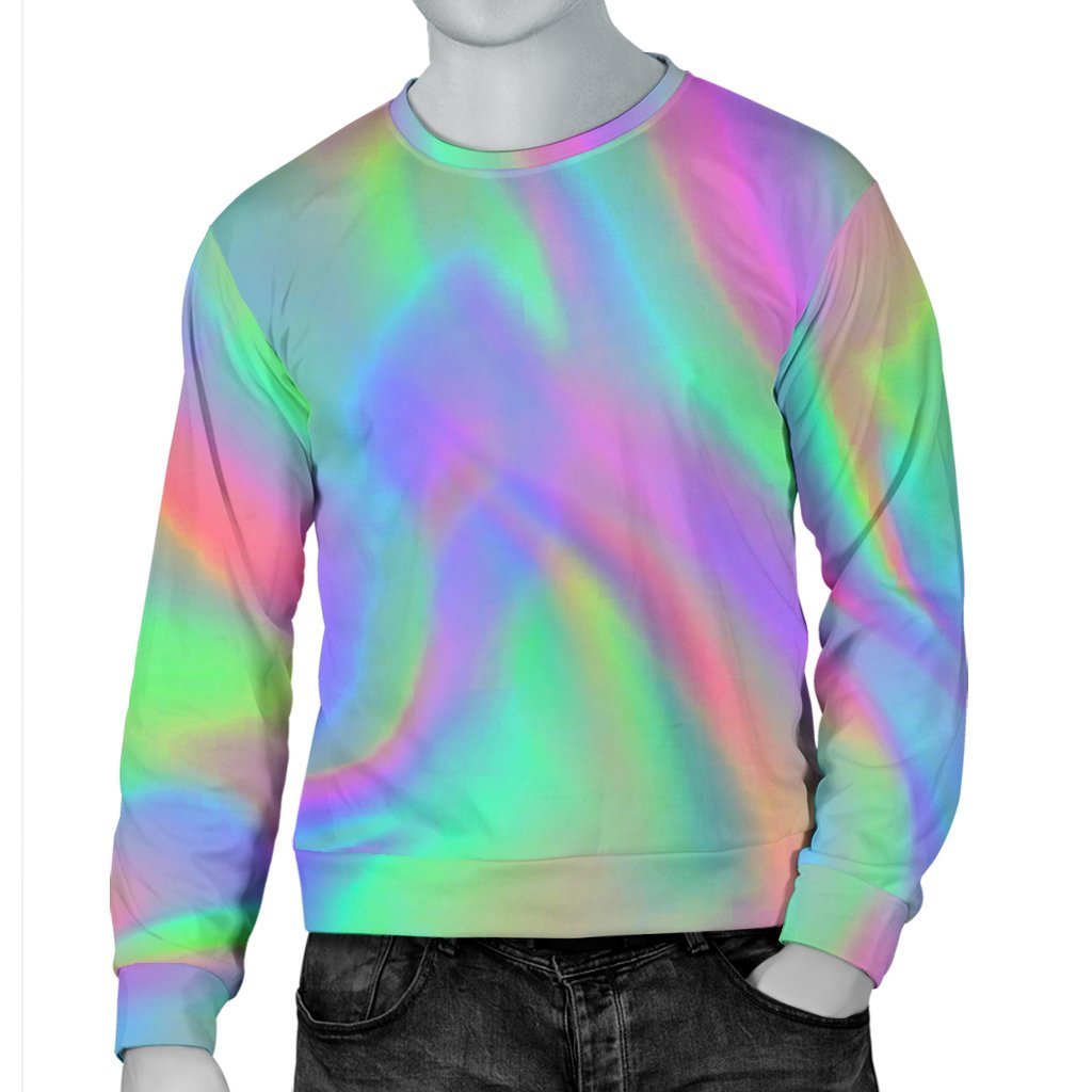 Psychedelic Holographic Trippy Print Men's Crewneck Sweatshirt GearFrost