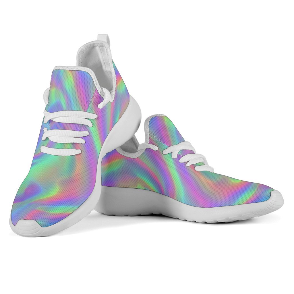 Psychedelic Holographic Trippy Print Mesh Knit Shoes GearFrost