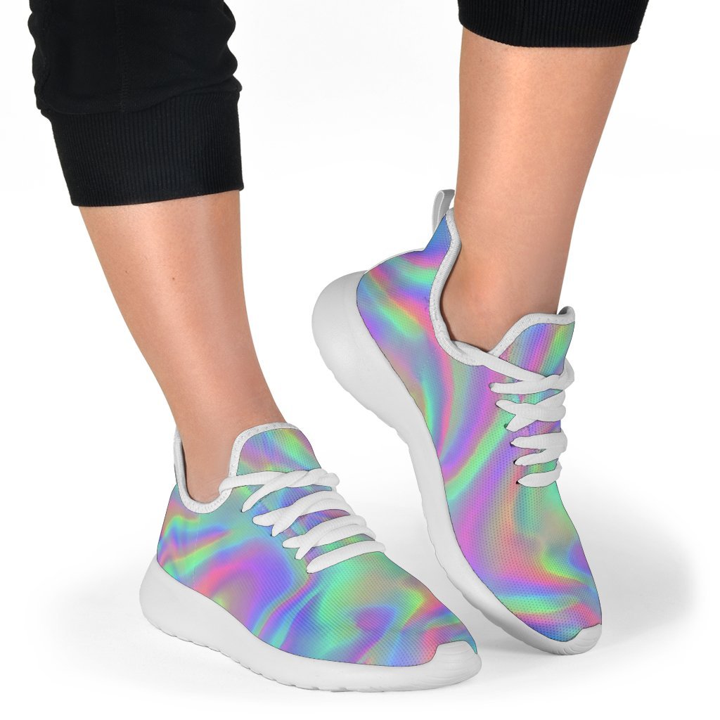 Psychedelic Holographic Trippy Print Mesh Knit Shoes GearFrost