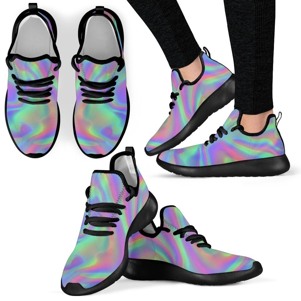 Psychedelic Holographic Trippy Print Mesh Knit Shoes GearFrost