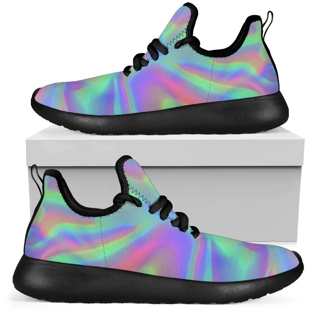 Psychedelic Holographic Trippy Print Mesh Knit Shoes GearFrost