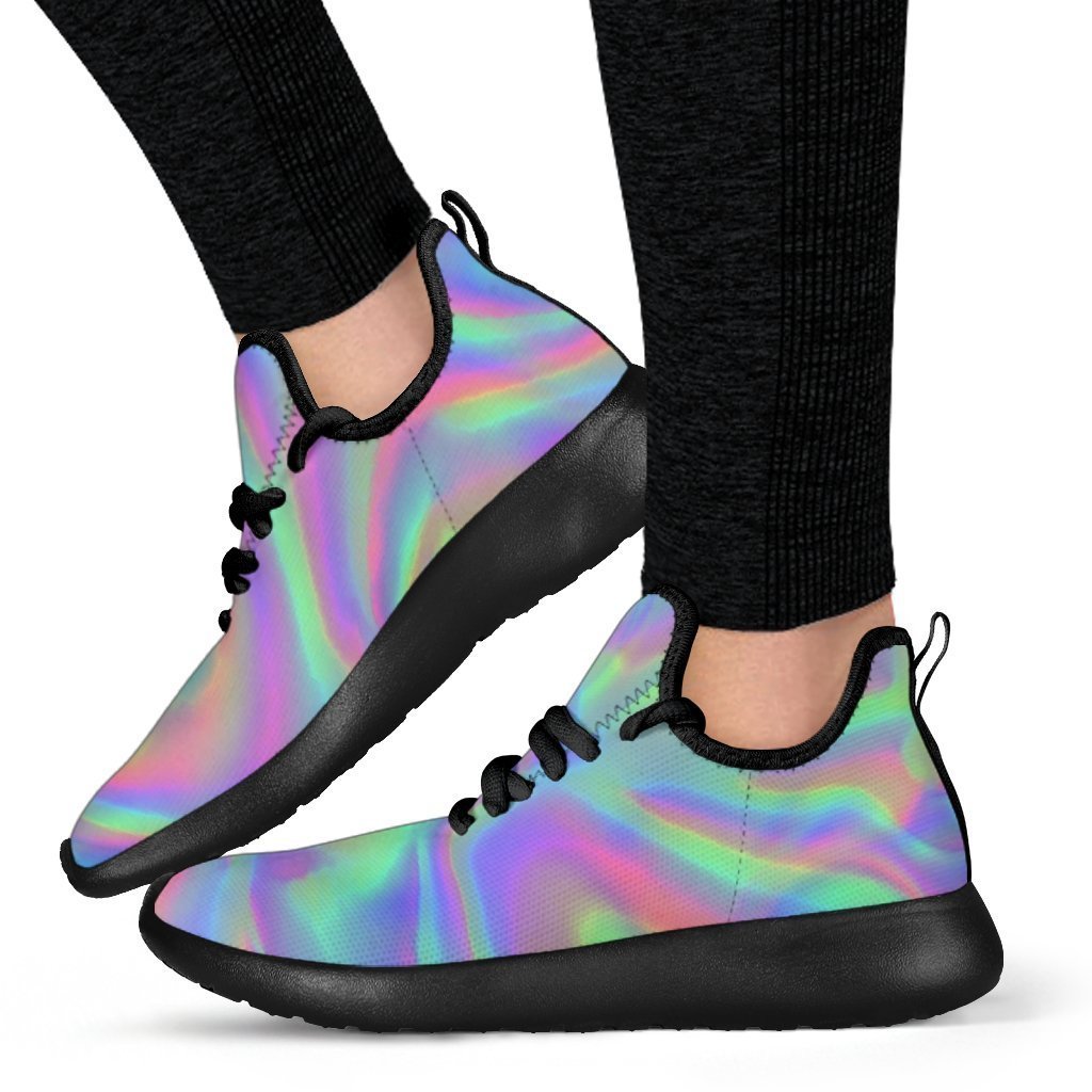 Psychedelic Holographic Trippy Print Mesh Knit Shoes GearFrost