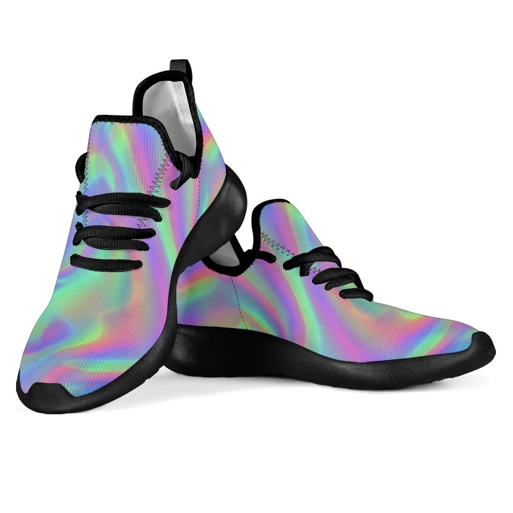 Psychedelic Holographic Trippy Print Mesh Knit Shoes GearFrost