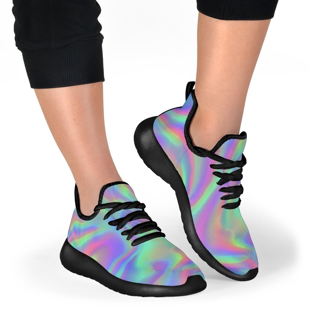 Psychedelic Holographic Trippy Print Mesh Knit Shoes GearFrost