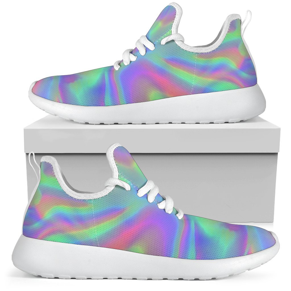 Psychedelic Holographic Trippy Print Mesh Knit Shoes GearFrost