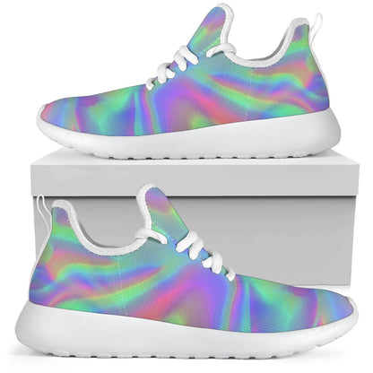 Psychedelic Holographic Trippy Print Mesh Knit Shoes GearFrost