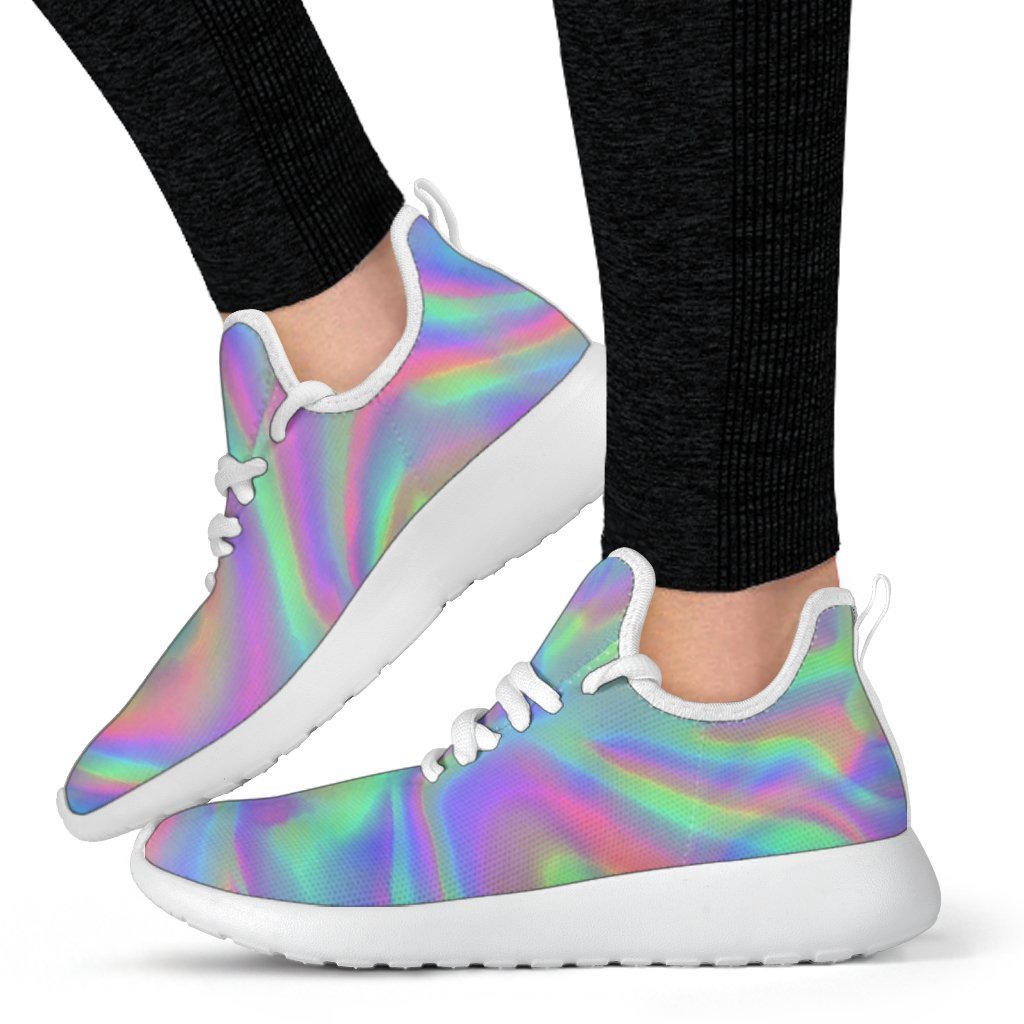 Psychedelic Holographic Trippy Print Mesh Knit Shoes GearFrost