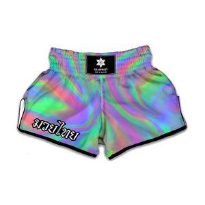 Psychedelic Holographic Trippy Print Muay Thai Boxing Shorts