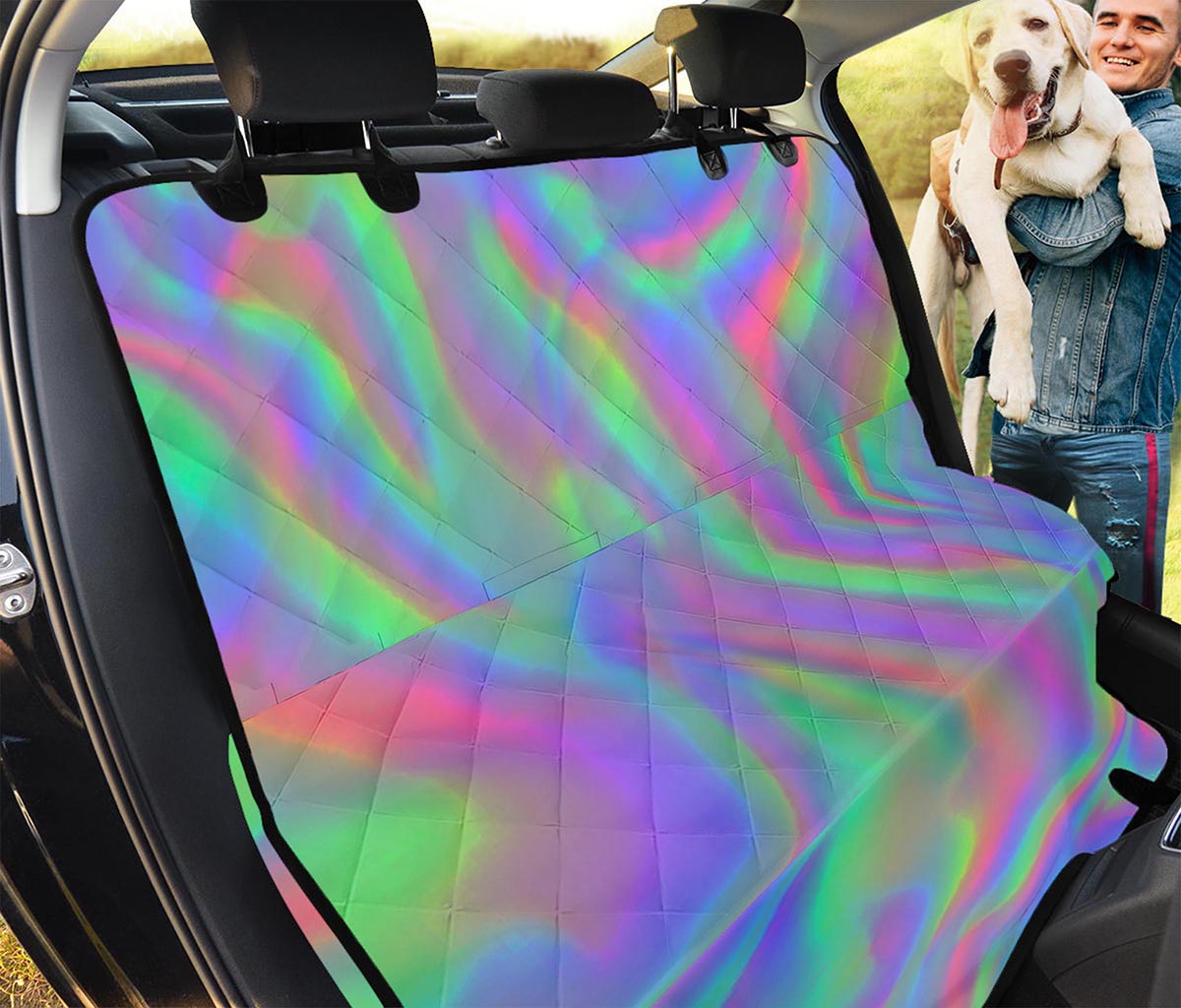 Psychedelic Holographic Trippy Print Pet Car Back Seat Cover