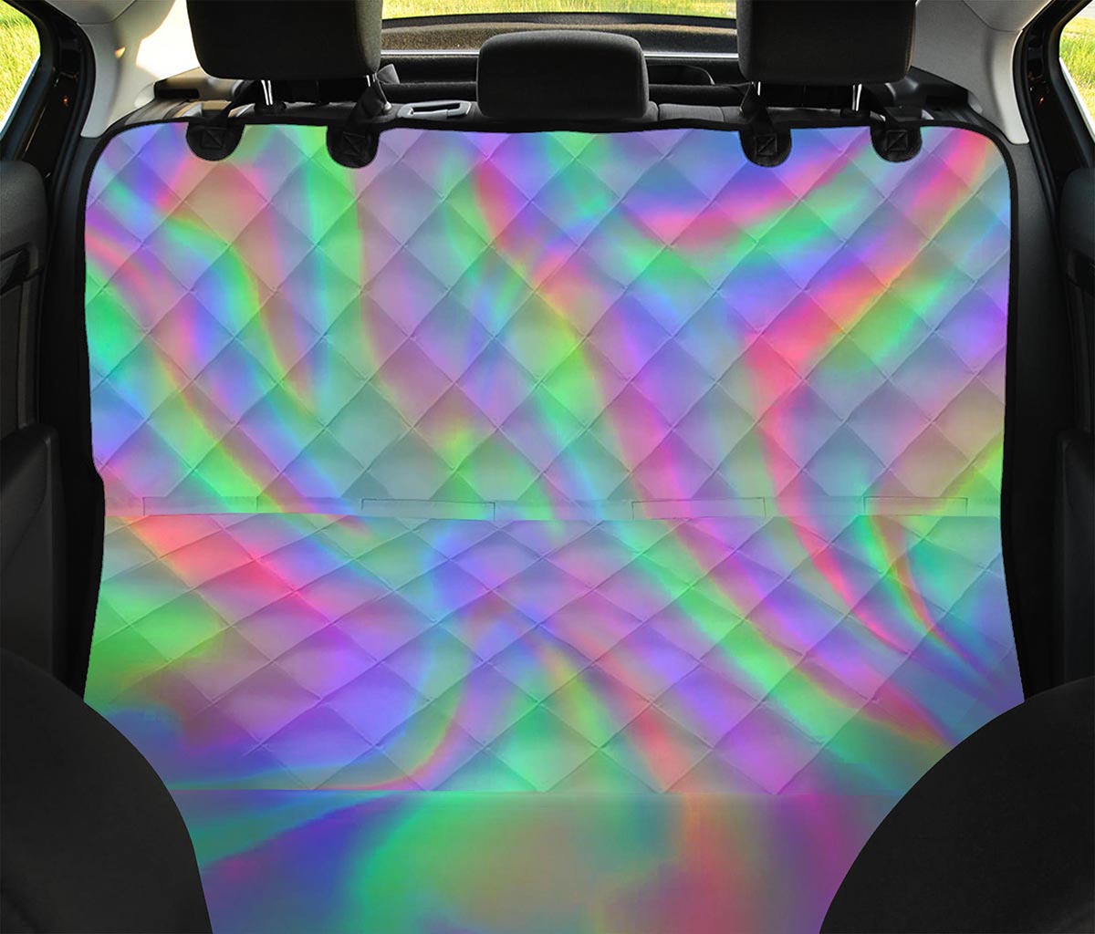 Psychedelic Holographic Trippy Print Pet Car Back Seat Cover