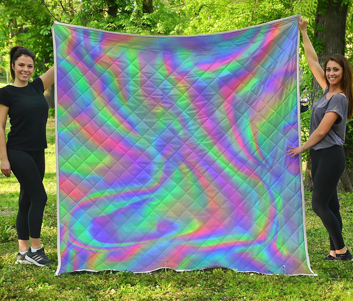 Psychedelic Holographic Trippy Print Quilt