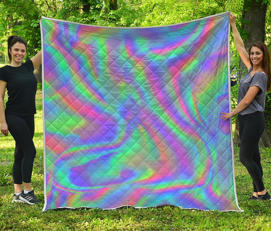 Psychedelic Holographic Trippy Print Quilt