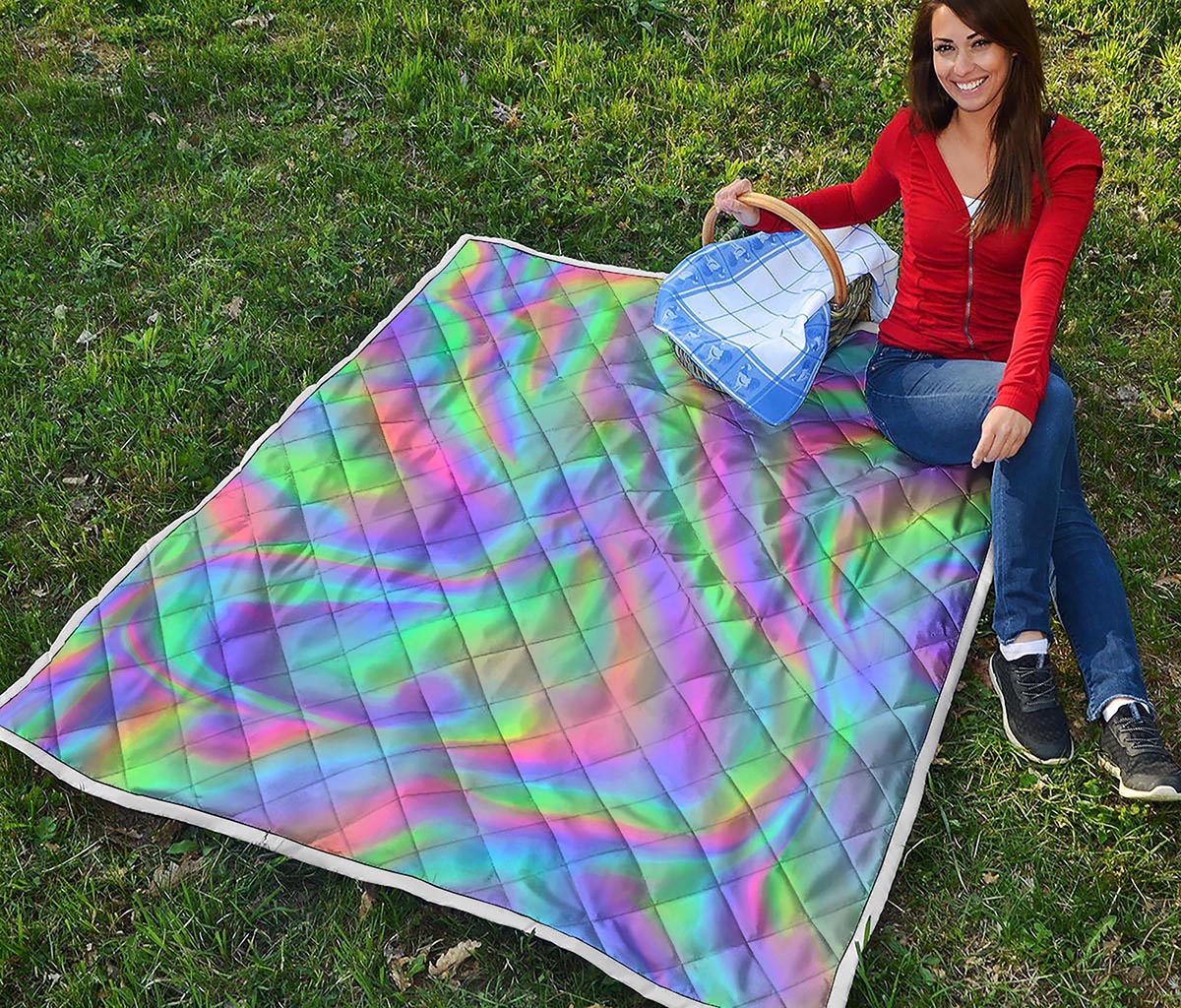 Psychedelic Holographic Trippy Print Quilt