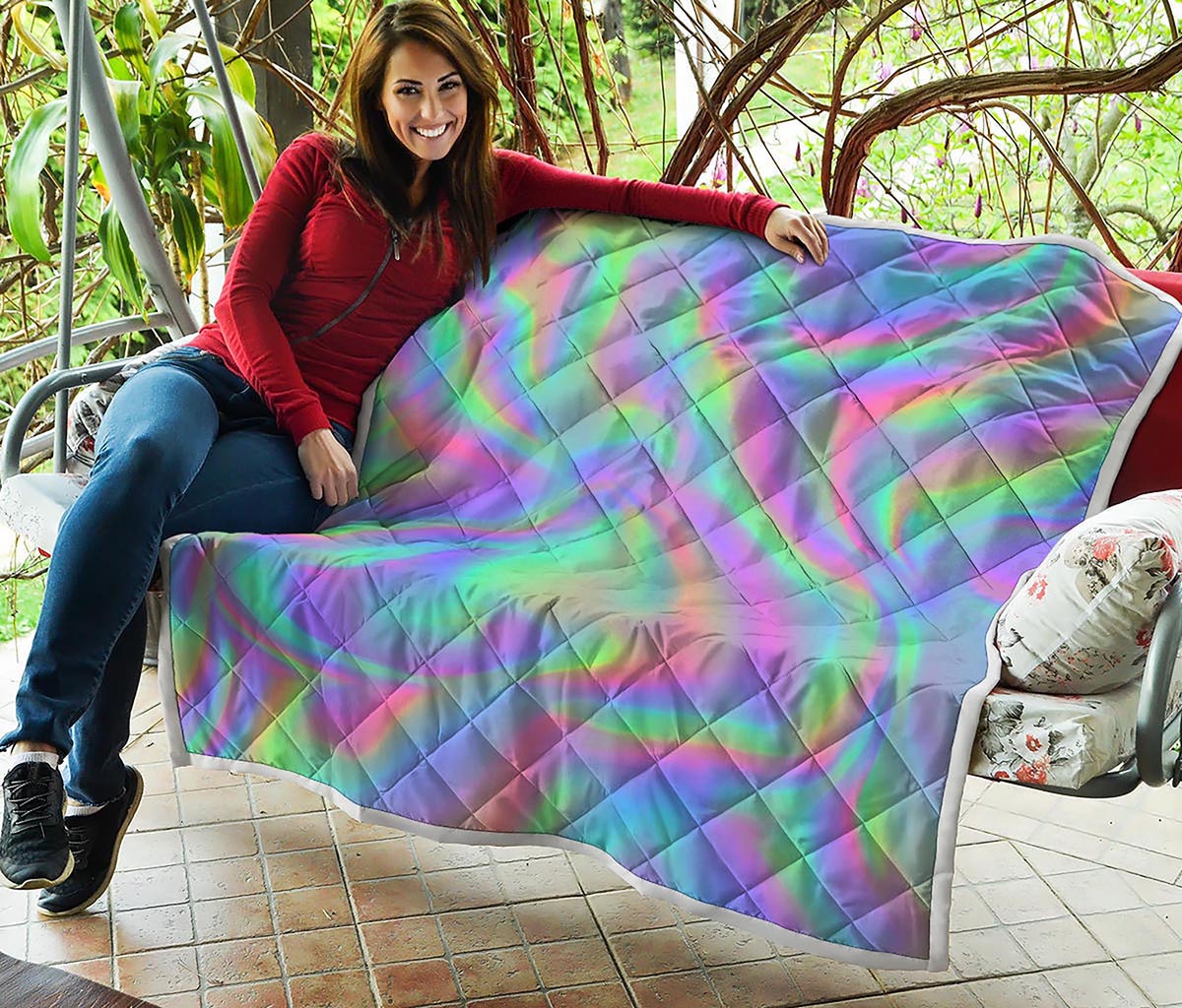 Psychedelic Holographic Trippy Print Quilt