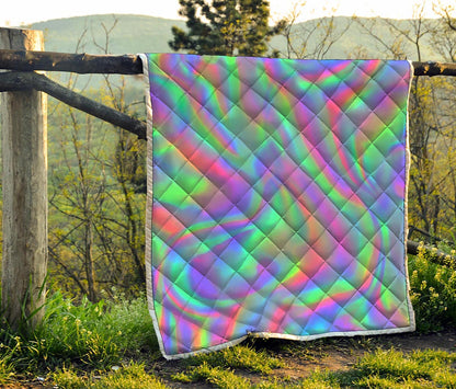 Psychedelic Holographic Trippy Print Quilt
