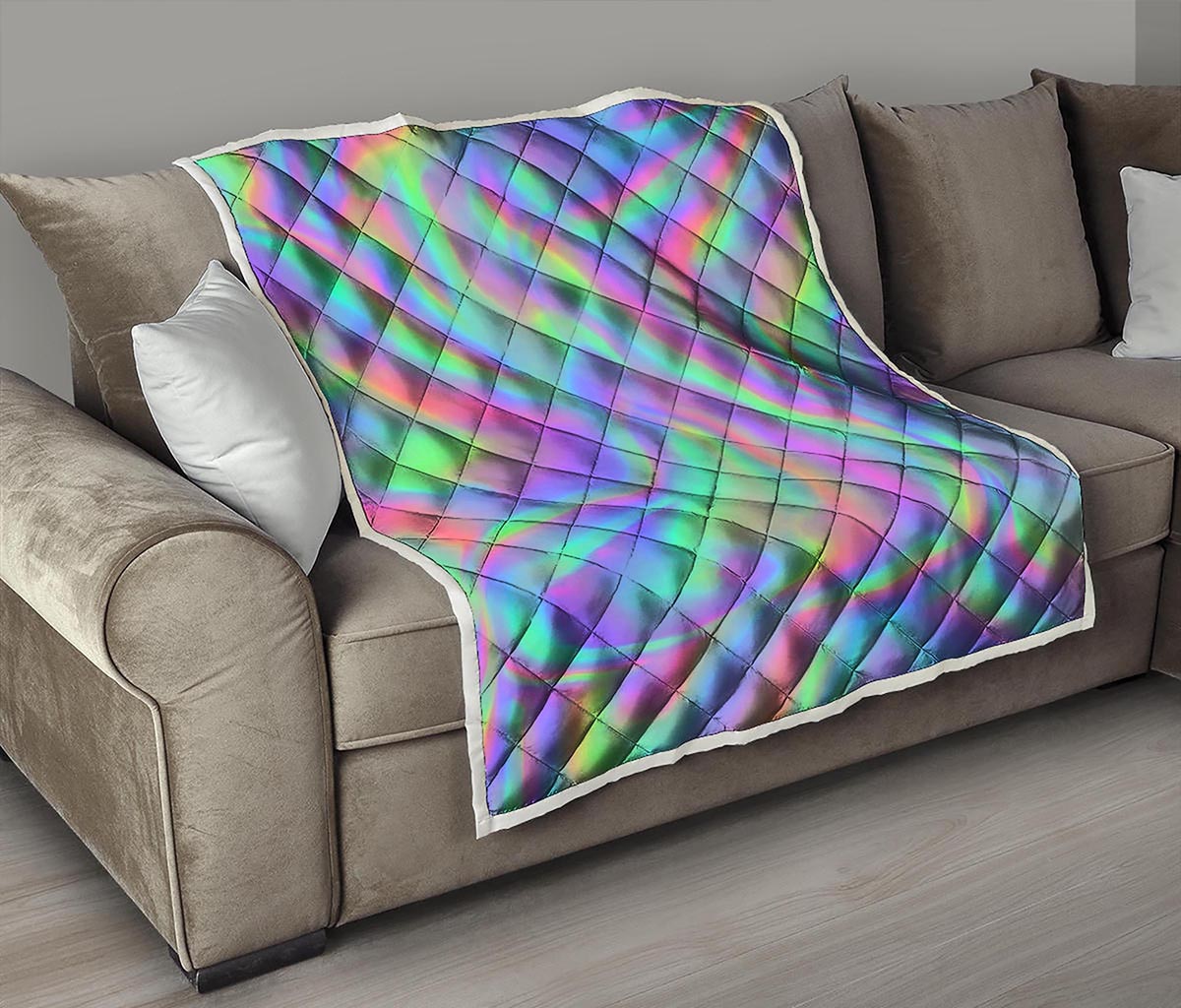 Psychedelic Holographic Trippy Print Quilt