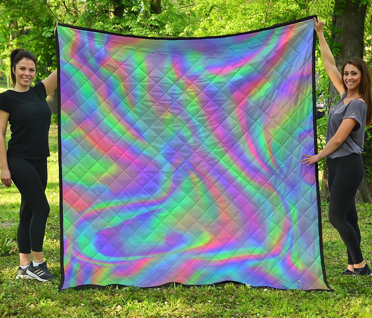 Psychedelic Holographic Trippy Print Quilt