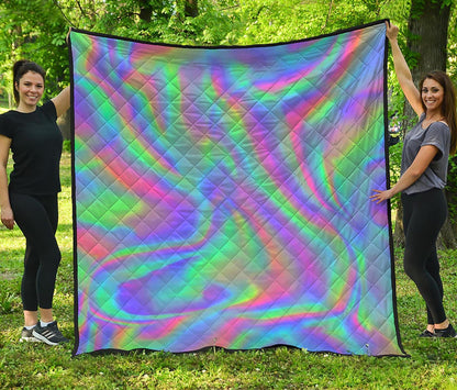 Psychedelic Holographic Trippy Print Quilt