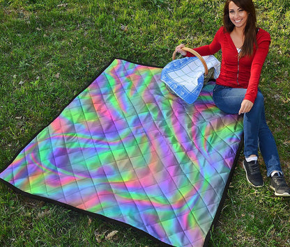 Psychedelic Holographic Trippy Print Quilt
