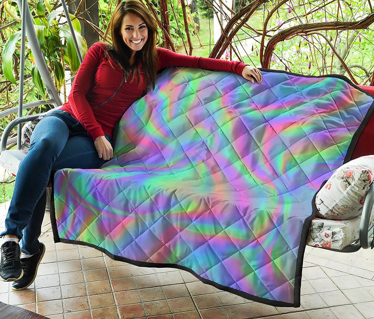 Psychedelic Holographic Trippy Print Quilt