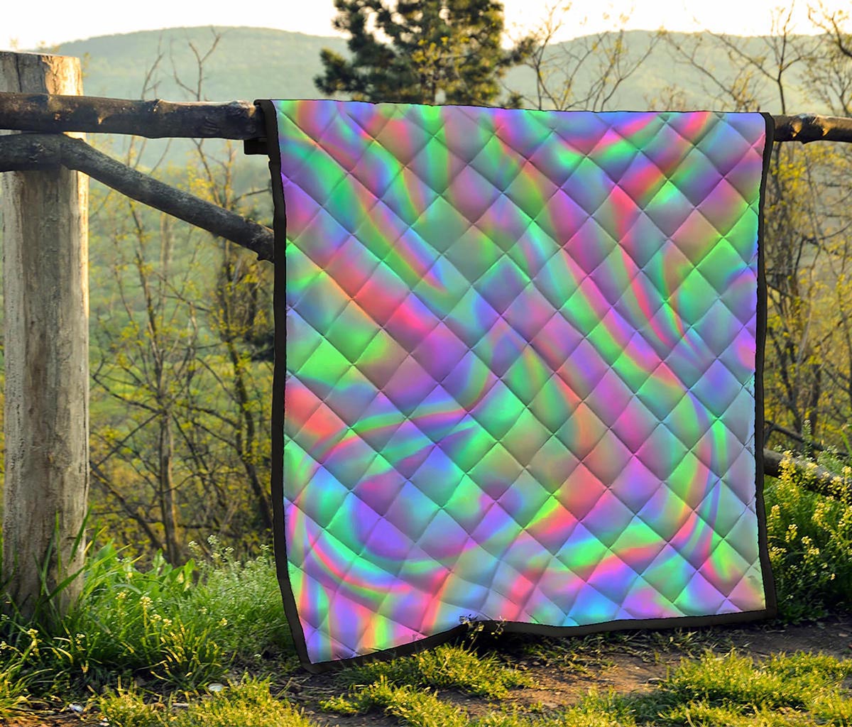 Psychedelic Holographic Trippy Print Quilt