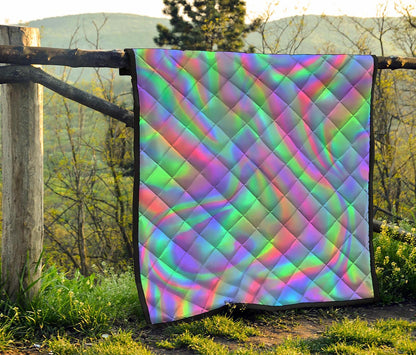 Psychedelic Holographic Trippy Print Quilt